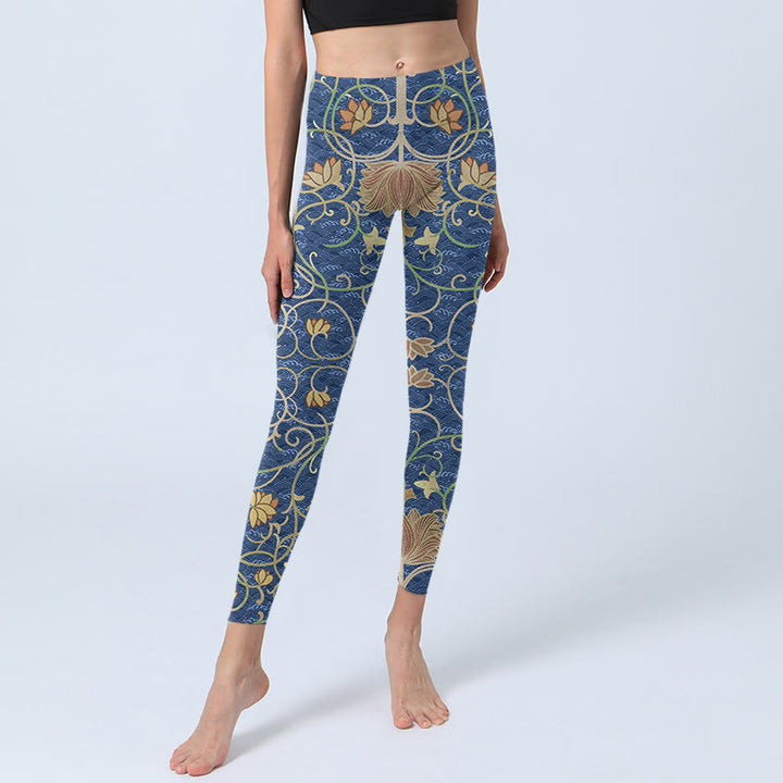 Buddha Stones Lotus Flowers Print Gym Leggings Women's Yoga Pants