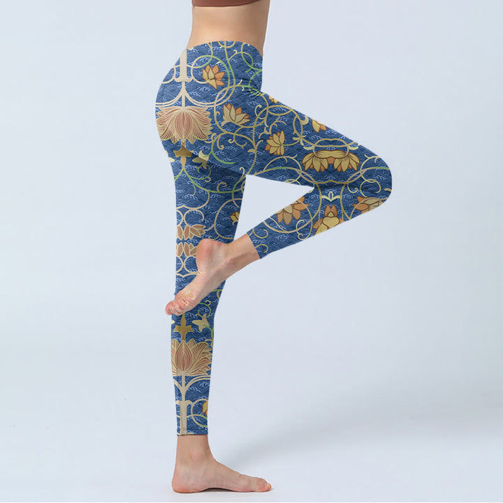 Buddha Stones Lotus Flowers Print Gym Leggings Women's Yoga Pants