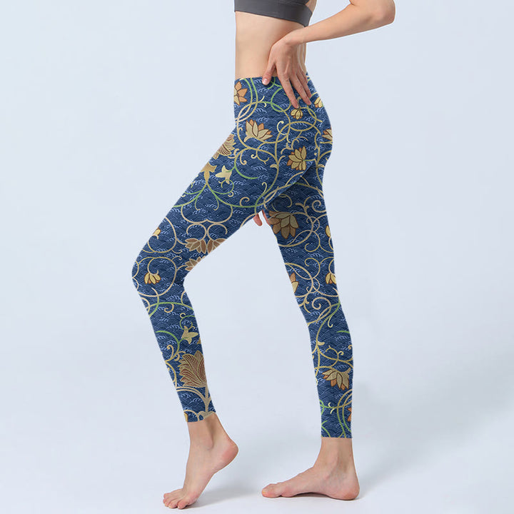 Buddha Stones Lotus Flowers Print Gym Leggings Women's Yoga Pants - image 2