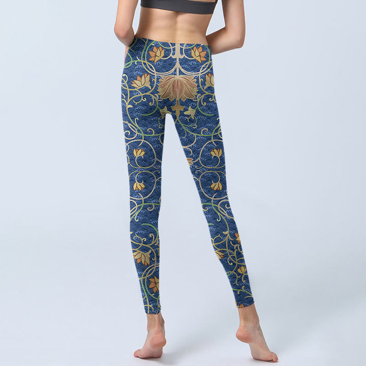 Buddha Stones Lotus Flowers Print Gym Leggings Women's Yoga Pants