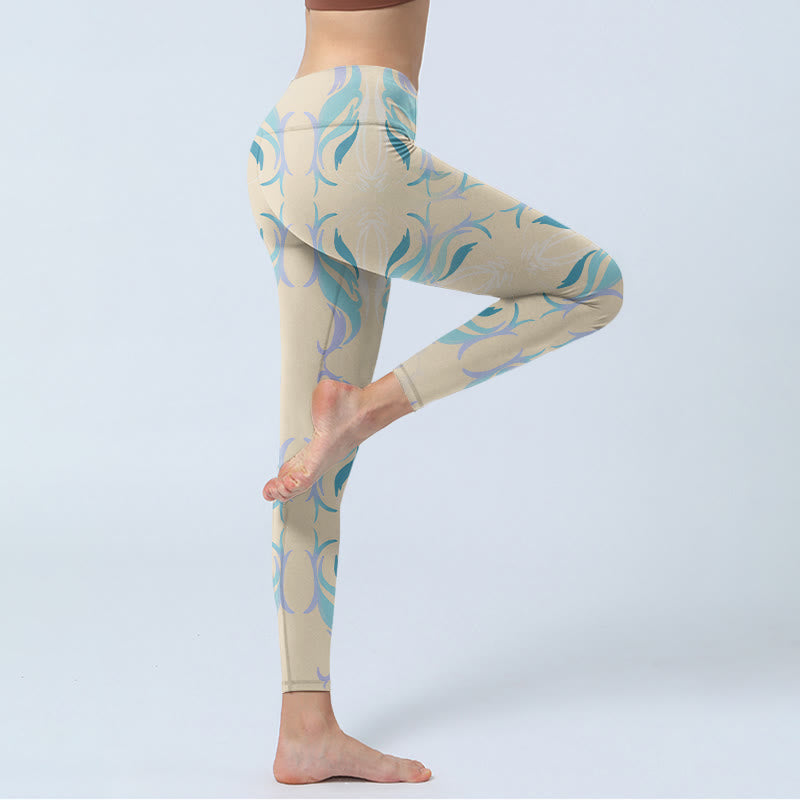 Buddha Stones Blue Purple Green Lines Gym Leggings Women's Yoga Pants - image 3
