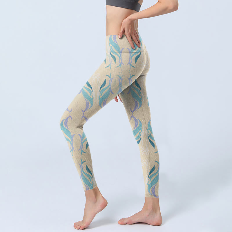 Buddha Stones Blue Purple Green Lines Gym Leggings Women's Yoga Pants - image 2
