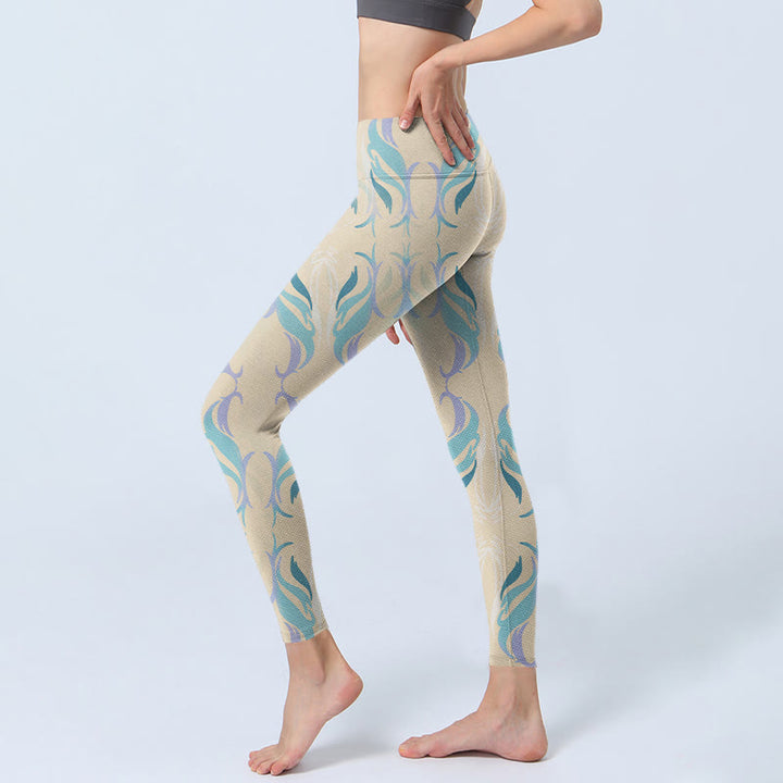 Buddha Stones Blue Purple Green Lines Gym Leggings Women's Yoga Pants - image 2