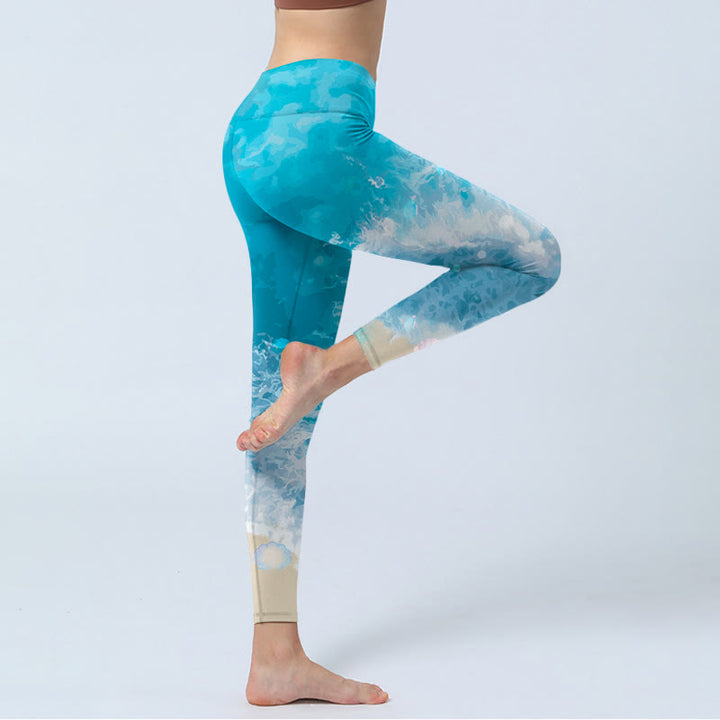 Buddha Stones Ocean Waves Fish Gym Leggings Women's Yoga Pants