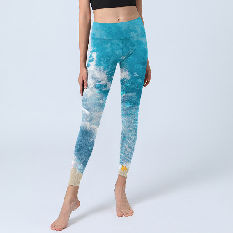 Buddha Stones Ocean Waves Fish Gym Leggings Women's Yoga Pants