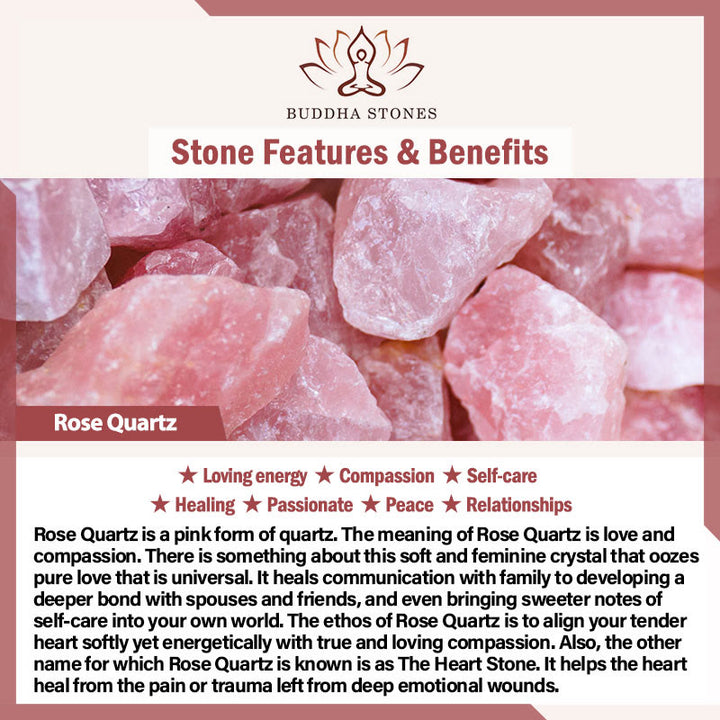 Buddha Stones Thinking Of You Rose Quartz Rhodonite Carnelian Relationships Bracelet - image 6