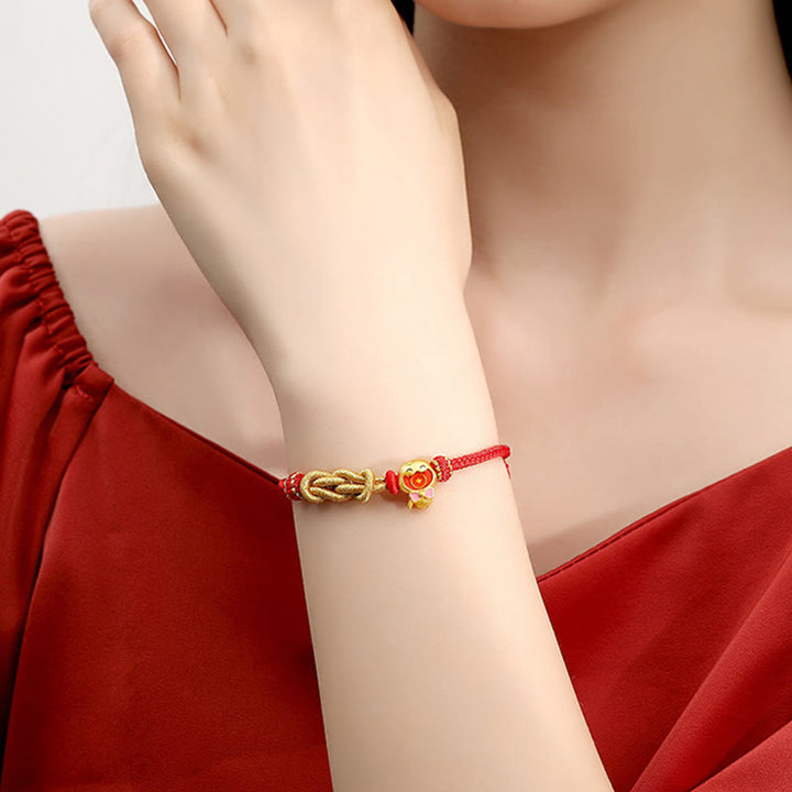 Buddha Stones Red String 925 Sterling Silver Year of the Snake Cute Snake Protection Bracelet