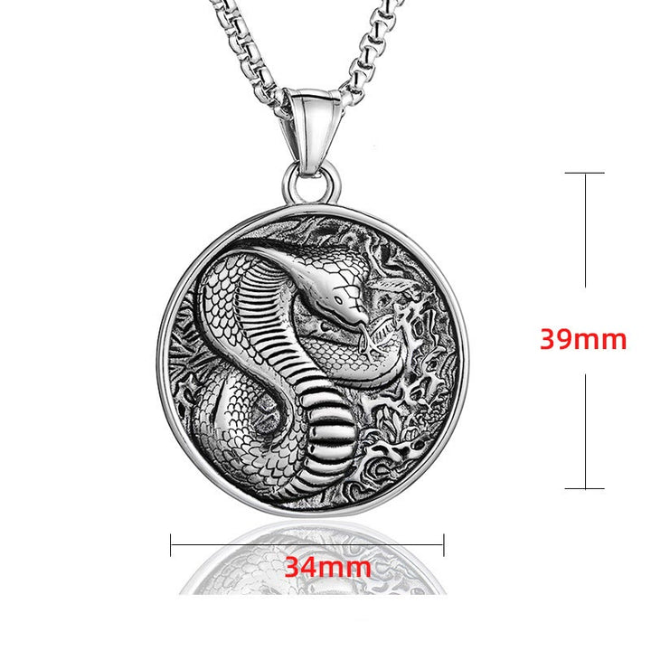 Buddha Stones Titanium Steel Year Of The Snake Balance Necklace Pendant