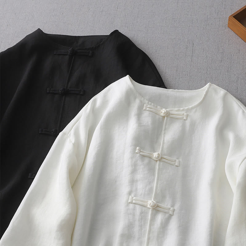 Buddha Stones Solid Color Button Long Sleeve Women's Shirt - image 10