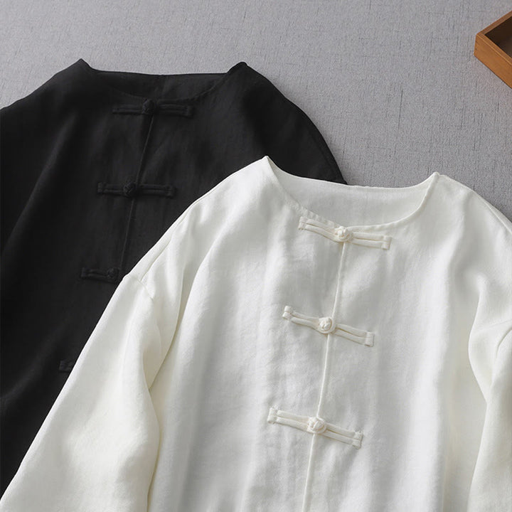 Buddha Stones Solid Color Button Long Sleeve Women's Shirt - image 10