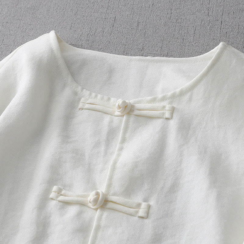 Buddha Stones Solid Color Button Long Sleeve Women's Shirt - image 4