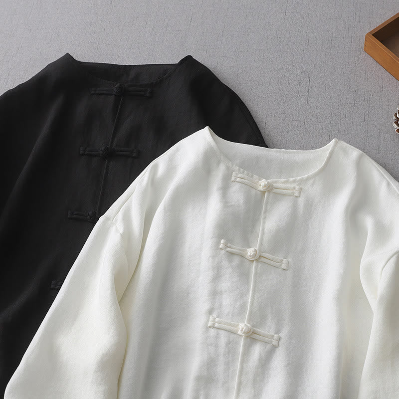 Buddha Stones Solid Color Button Long Sleeve Women's Shirt - image 10