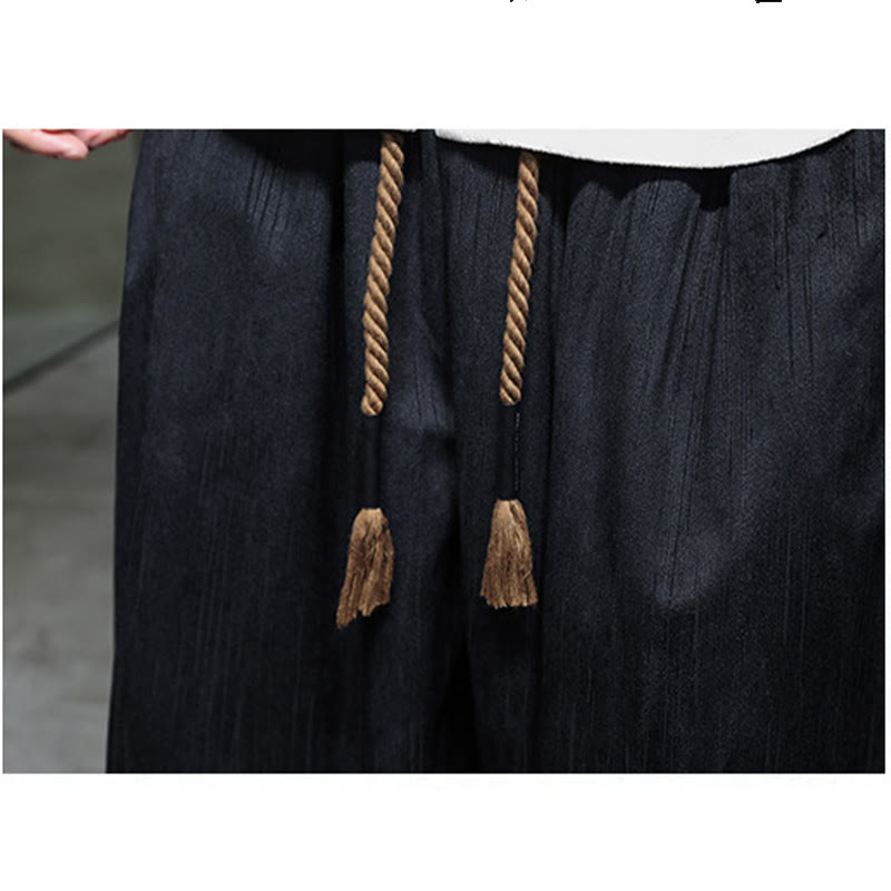 Buddha Stones Solid Color Corduroy Drawstring Thermal Men's Harem Pants With Pockets - image 19
