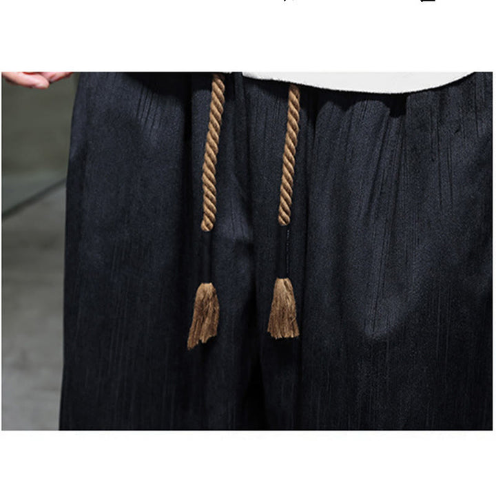Buddha Stones Solid Color Corduroy Drawstring Thermal Men's Harem Pants With Pockets - image 19