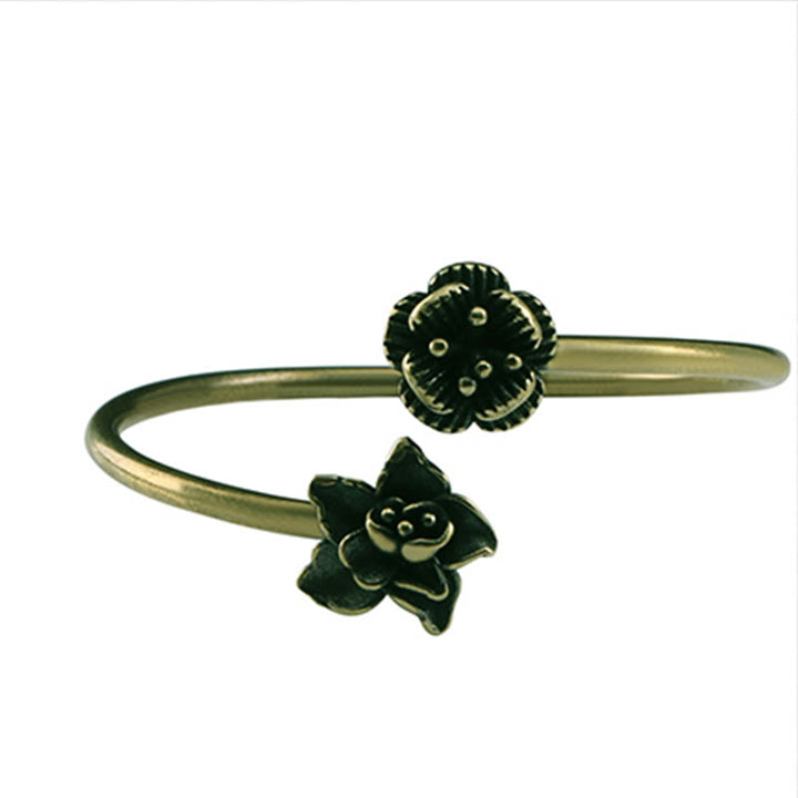 Buddha Stones Peach Blossom Copper Brass Healing Bracelet Bangle - image 7