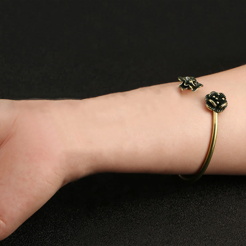 Buddha Stones Peach Blossom Copper Brass Healing Bracelet Bangle - image 4