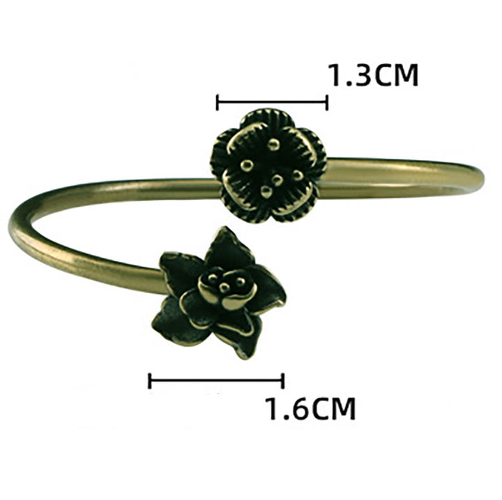 Buddha Stones Peach Blossom Copper Brass Healing Bracelet Bangle - image 5