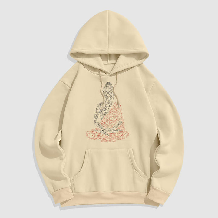 Buddha Stones Meditating Buddha Let That Shit Go Pattern Fleece Lined Hoodie