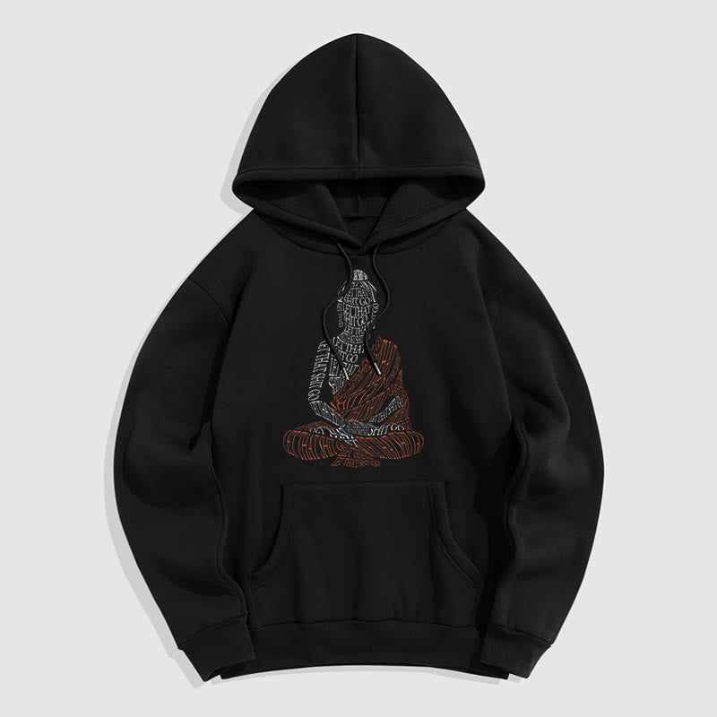 Buddha Stones Meditating Buddha Let That Shit Go Pattern Fleece Lined Hoodie