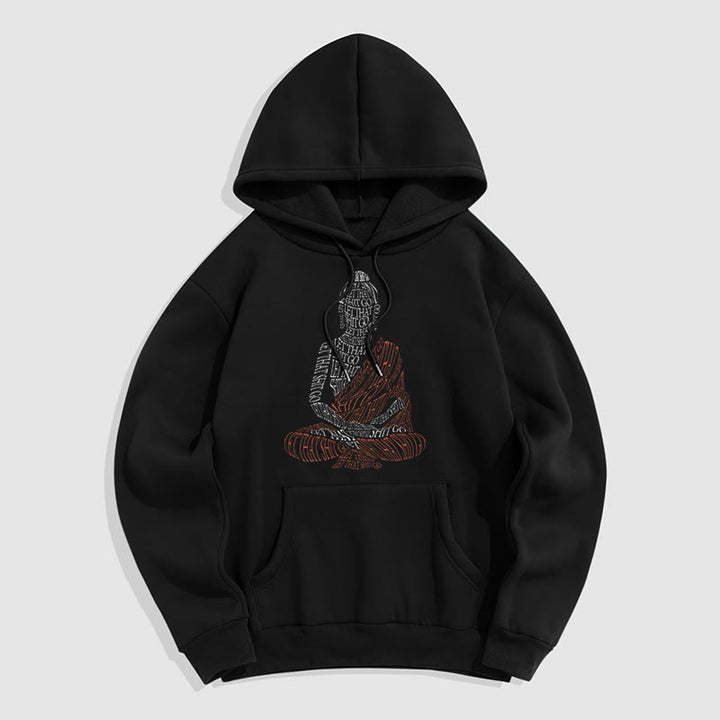 Buddha Stones Meditating Buddha Let That Shit Go Pattern Fleece Lined Hoodie