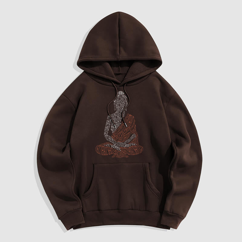 Buddha Stones Meditating Buddha Let That Shit Go Pattern Fleece Lined Hoodie