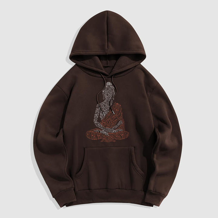 Buddha Stones Meditating Buddha Let That Shit Go Pattern Fleece Lined Hoodie