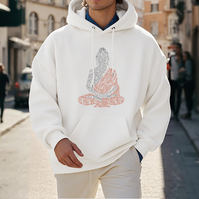 Buddha Stones Meditating Buddha Let That Shit Go Pattern Fleece Lined Hoodie