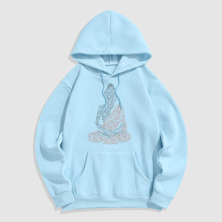 Buddha Stones Meditating Buddha Let That Shit Go Pattern Fleece Lined Hoodie