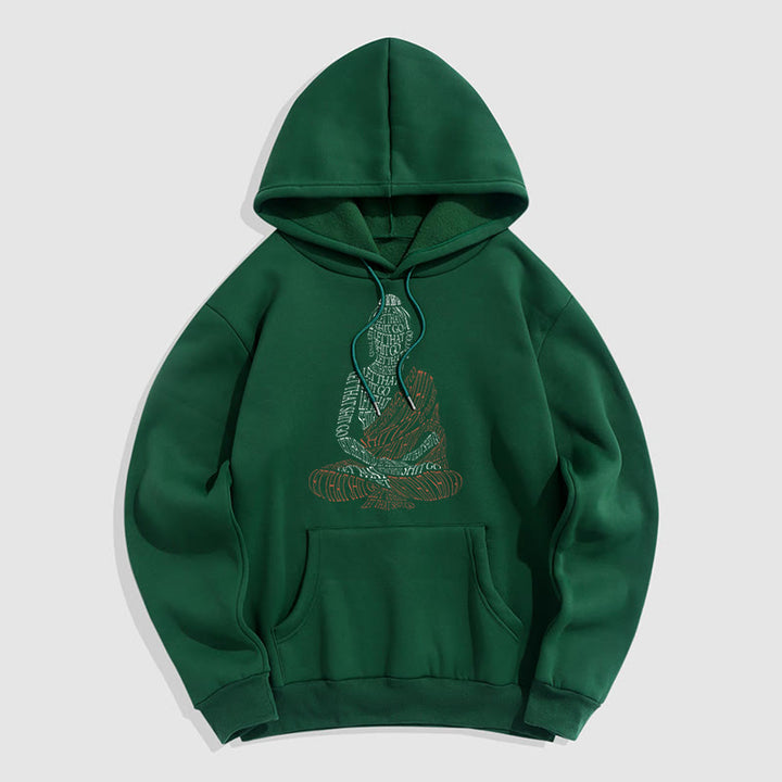 Buddha Stones Meditating Buddha Let That Shit Go Pattern Fleece Lined Hoodie