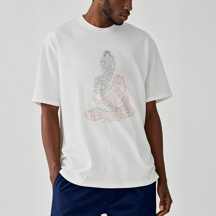 Buddha Stones Meditating Buddha Let That Shit Go Pattern Tee T-shirt