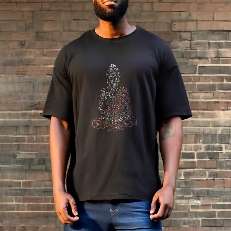 Buddha Stones Meditating Buddha Let That Shit Go Pattern Tee T-shirt