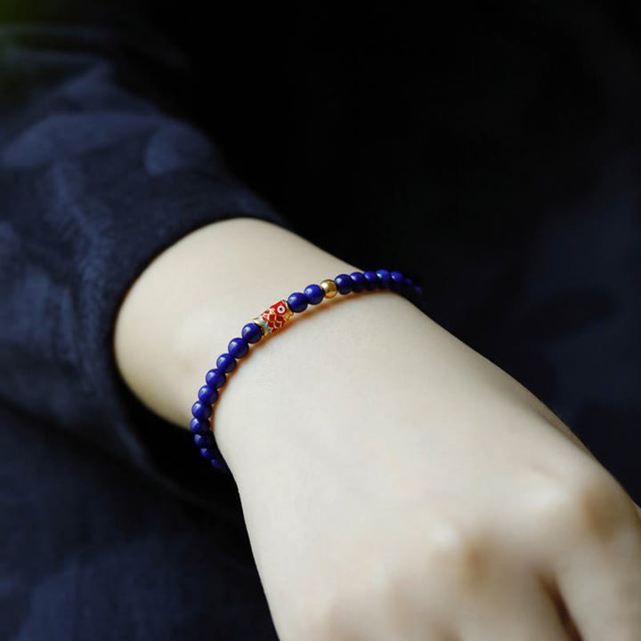 Buddha Stones Lazurite Lapis Lazuli Koi Fish Positive Bracelet - image 3