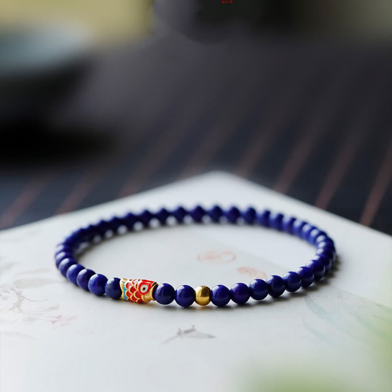Buddha Stones Lazurite Lapis Lazuli Koi Fish Positive Bracelet - image 1