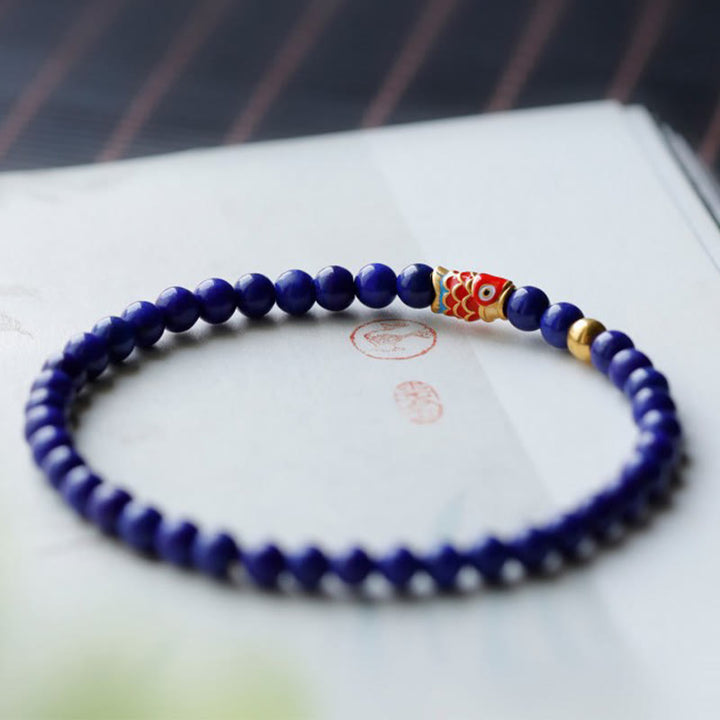 Buddha Stones Lazurite Koi Fish Positive Bracelet