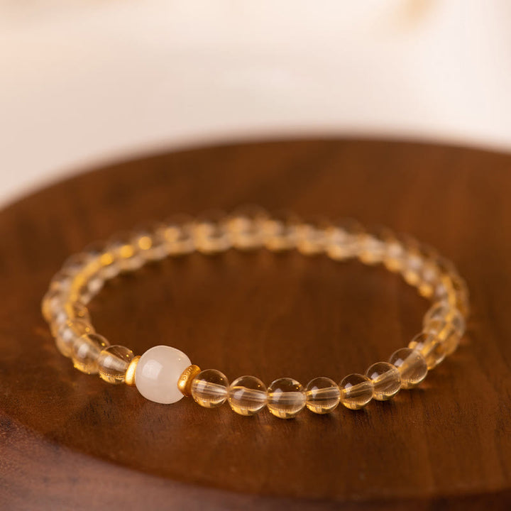 Buddha Stones Small Citrine Jade Beads Prosperity Bracelet