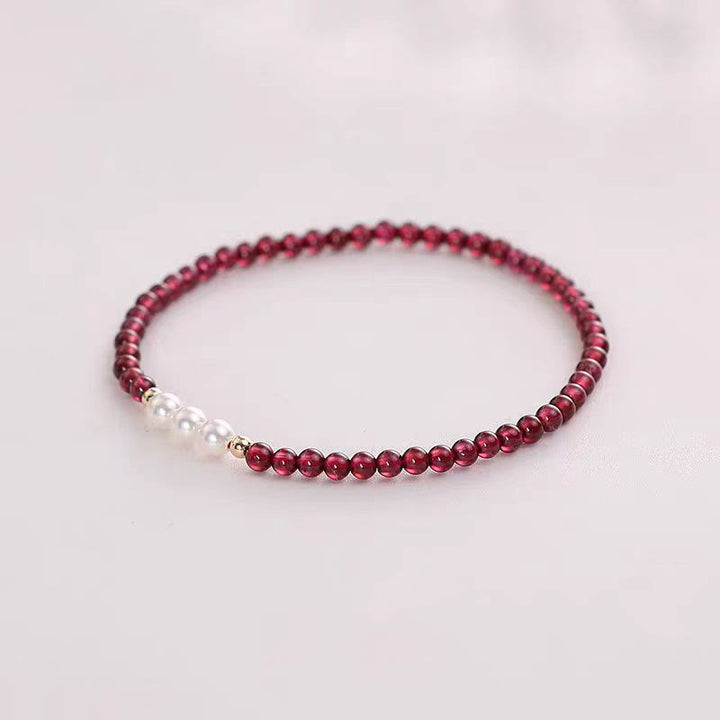 Buddha Stones Natural Small Garnet Pearl Beads Protection Bracelet