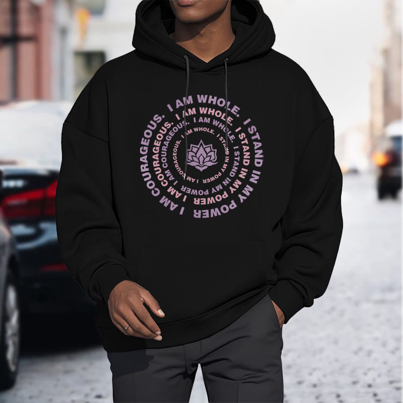 Buddha Stones Lotus I Am Courageous Fleece Lined Hoodie