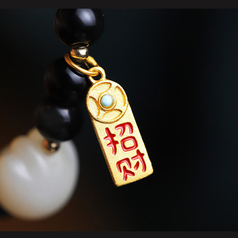 Buddha Stones Black Obsidian Cat Paw Bodhi Seed Lucky Fortune Charm Purification Bracelet - image 13
