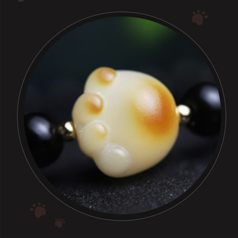 Buddha Stones Black Obsidian Cat Paw Bodhi Seed Lucky Fortune Charm Purification Bracelet - image 15