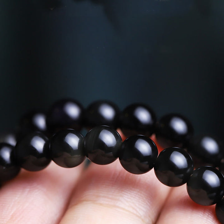 Buddha Stones Black Obsidian Cat Paw Bodhi Seed Lucky Fortune Charm Purification Bracelet - image 12