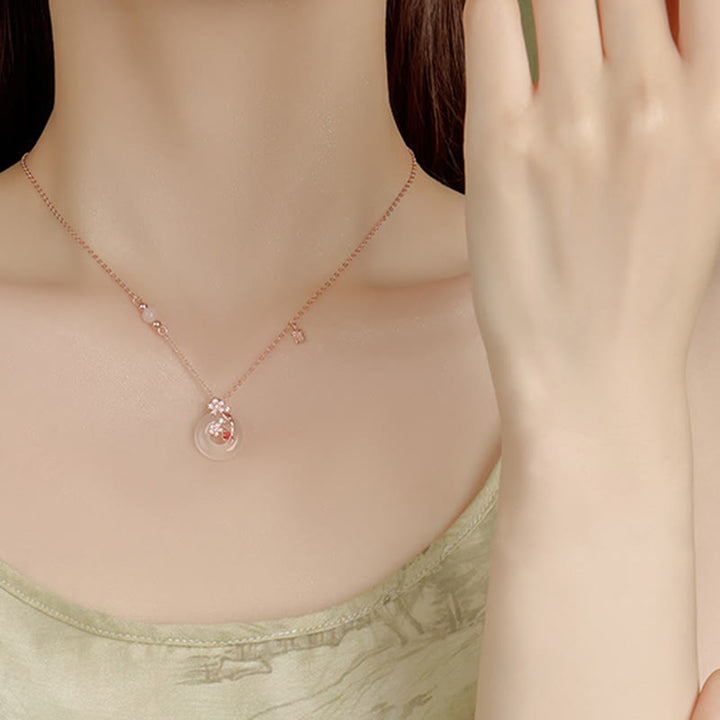 Buddha Stones Chalcedony Pink Crystal 925 Sterling Silver Flowers Koi Fish Peace Buckle Positive Necklace Pendant - image 13