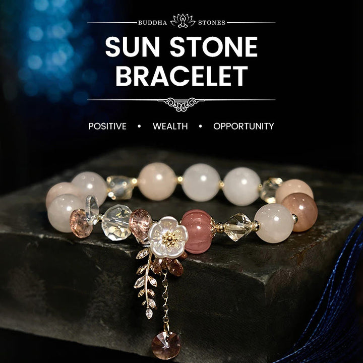 Buddha Stones Blue Crystal Amethyst Sun Stone Green Aventurine Healing Bracelet