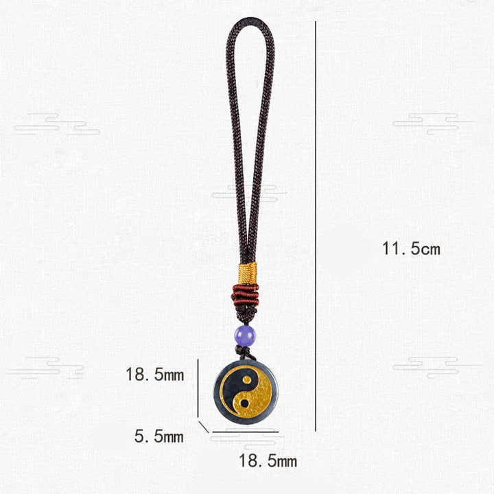 Buddha Stones Yin Yang Jade Harmony Protection Key Chain