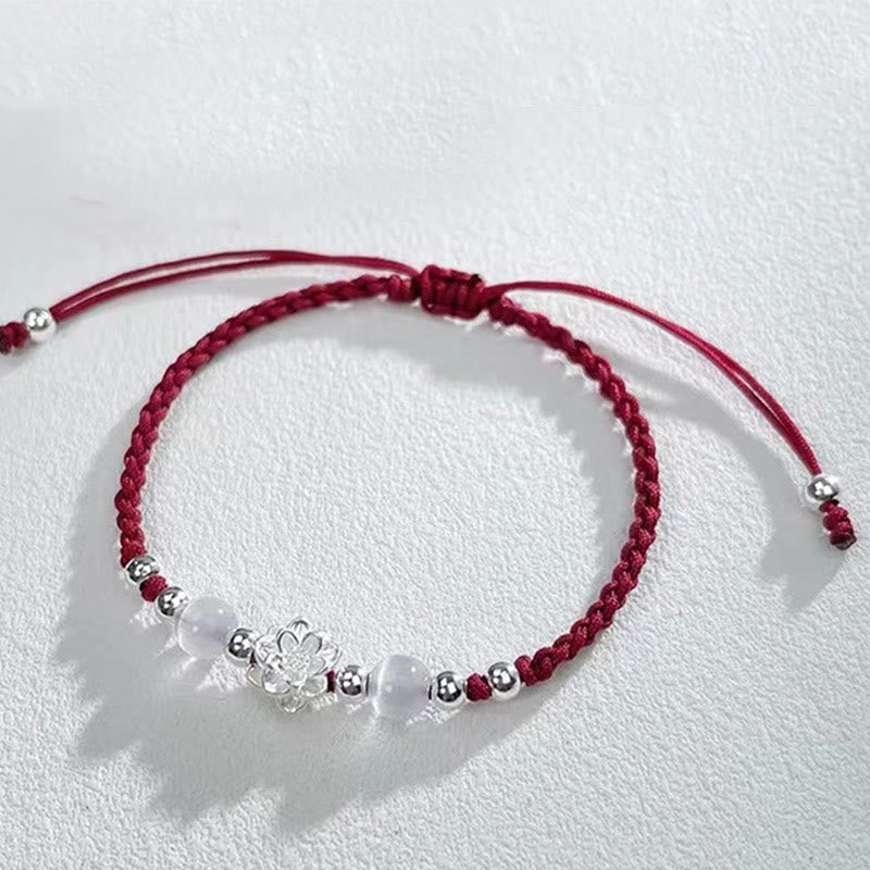 Buddha Stones 999 Sterling Silver Lotus Design Cat's Eye Bead Protection String Bracelet - image 12