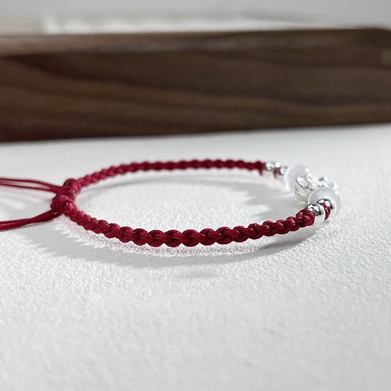 Buddha Stones 999 Sterling Silver Lotus Design Cat's Eye Bead Protection String Bracelet - image 14