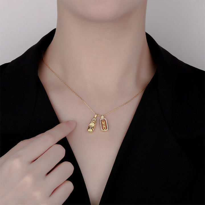 Buddha Stones 999 Sterling Silver Golden Pixiu Copper Coin Vajra Wealth Necklace Pendant - image 5