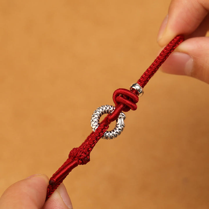 Buddha Stones 999 Sterling Silver Year Of The Dragon Peace Buckle Luck Bracelet  - image 2