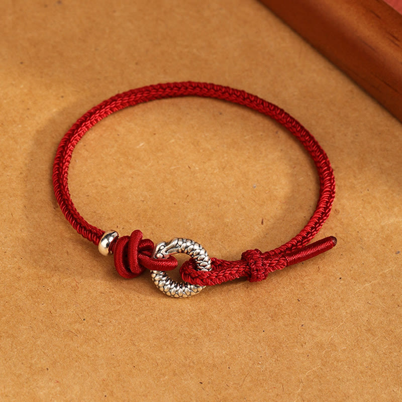 Buddha Stones 999 Sterling Silver Year Of The Dragon Peace Buckle Luck Bracelet  - 999 Sterling Silver(Wrist Circumference 19-23cm) - image 12