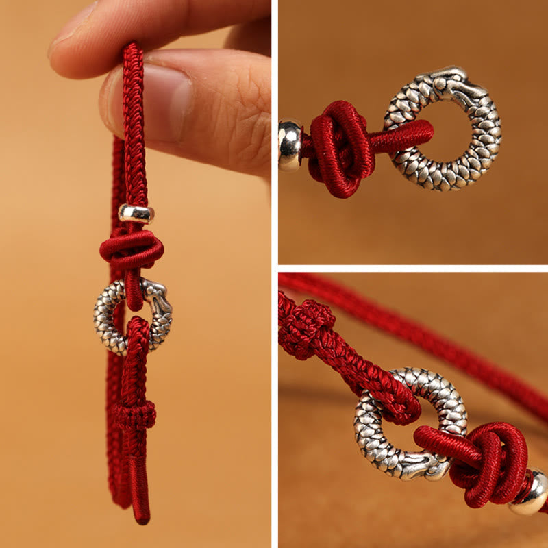 Buddha Stones 999 Sterling Silver Year Of The Dragon Peace Buckle Luck Bracelet  - image 19