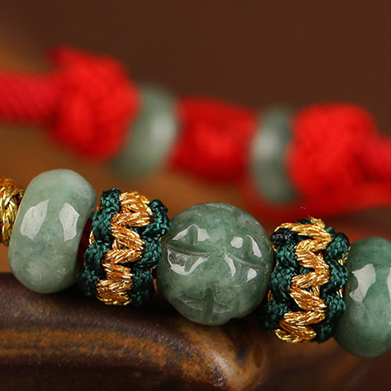 Buddha Stones Jade Abacus Bead Prosperity Red String Rope Bracelet